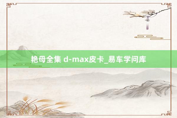 艳母全集 d-max皮卡_易车学问库