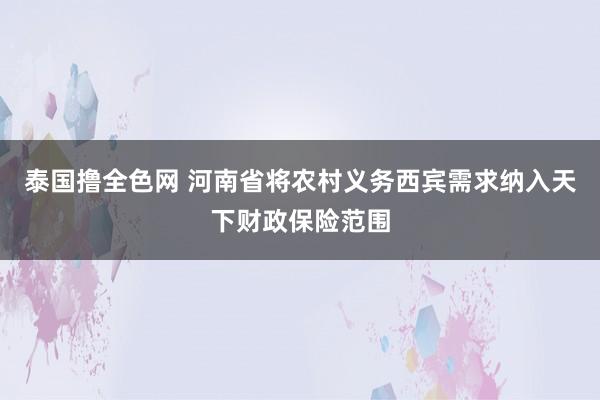 泰国撸全色网 河南省将农村义务西宾需求纳入天下财政保险范围